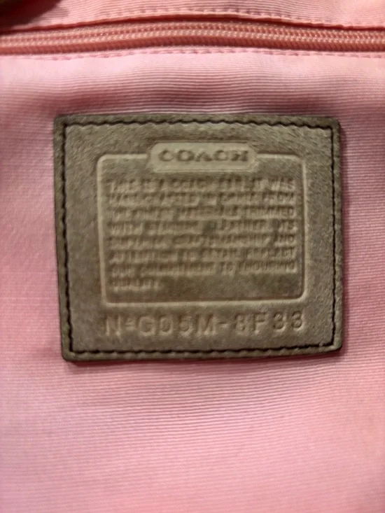 Coach VINTAGE G05M-8F33 Hamptons Optic Scarf Print w Tan Suede Bottom Tote EUC - Picture 3 of 15